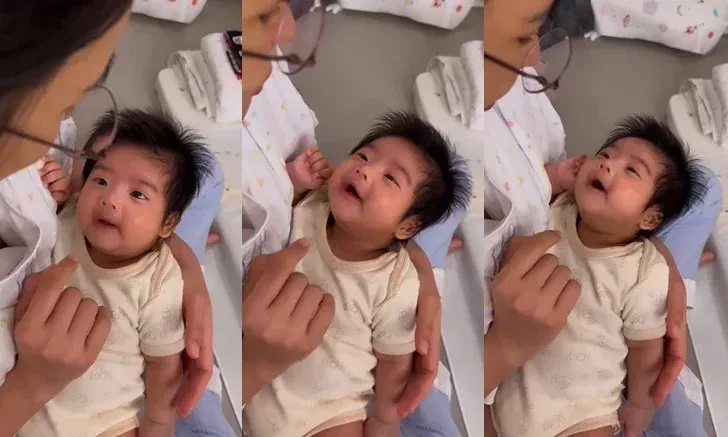 "น้องพีร์เจ" จ้ำม่ำน่าฟัด มอง "แม่จุ๋ย" ตาแป๋ว ส่งเสียงเจื้อยแจ้วไม่หยุด